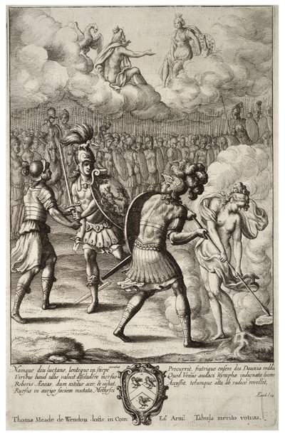 Der letzte Kampf von Aeneas und Turnus. Zustand 1 von Wenceslaus Hollar